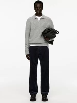 Pantalons-ARKET Pantalon ample en velours côtelé Bleu foncé
