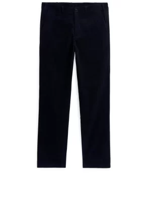 Pantalons-ARKET Pantalon chino droit en velours côtelé Bleu foncé