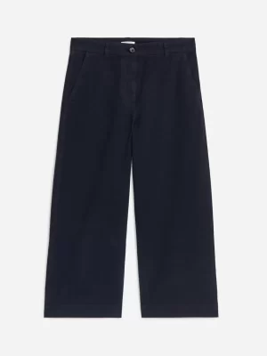 Pantalons-ARKET Pantalon chino raccourci en lin et coton Bleu foncé