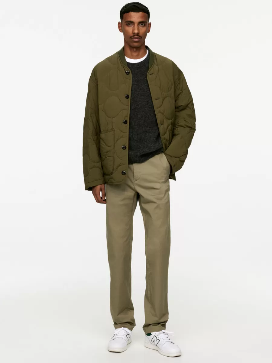 Pantalons-ARKET Pantalon chino slim en stretch Vert kaki