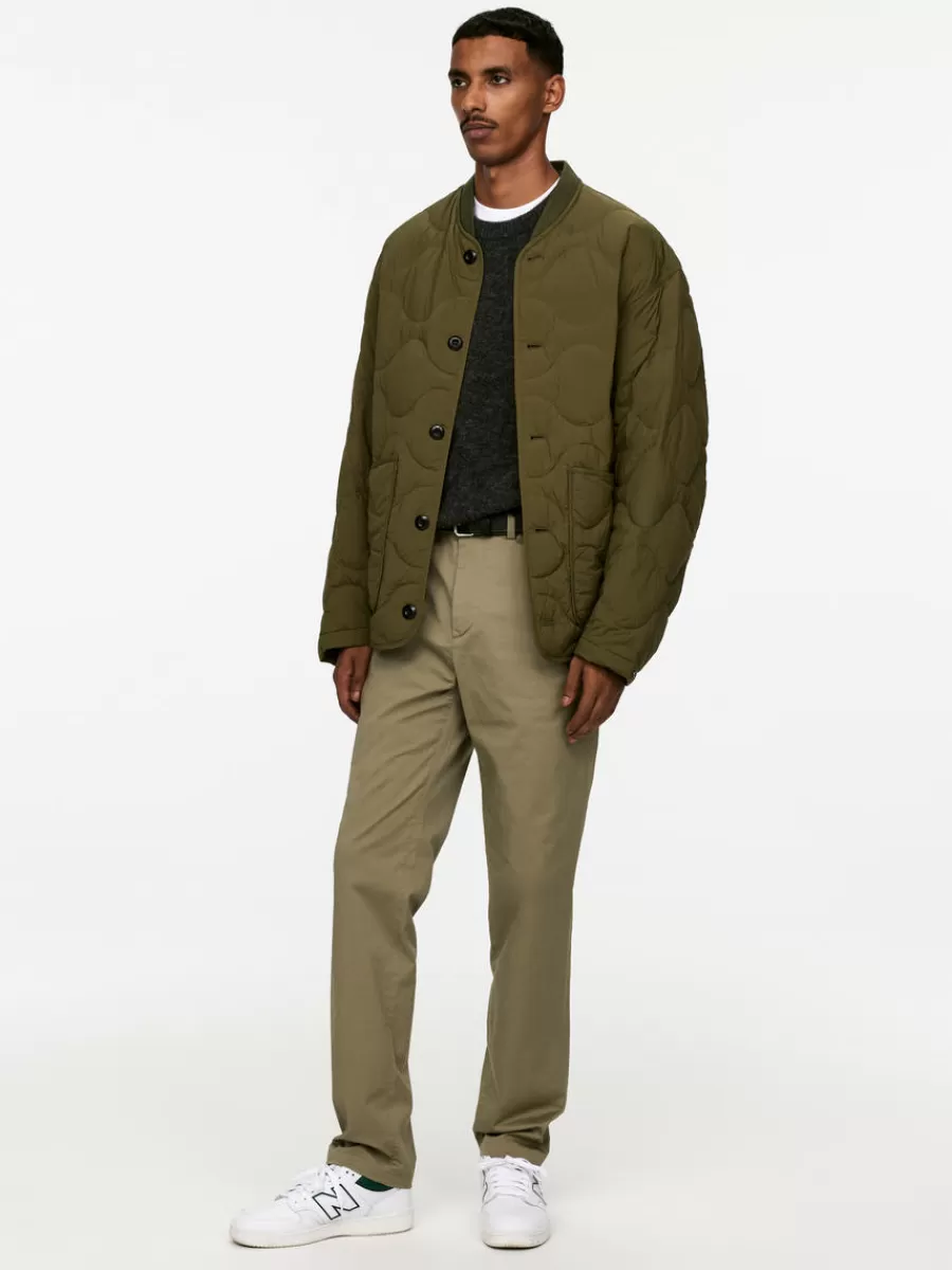 Pantalons-ARKET Pantalon chino slim en stretch Vert kaki