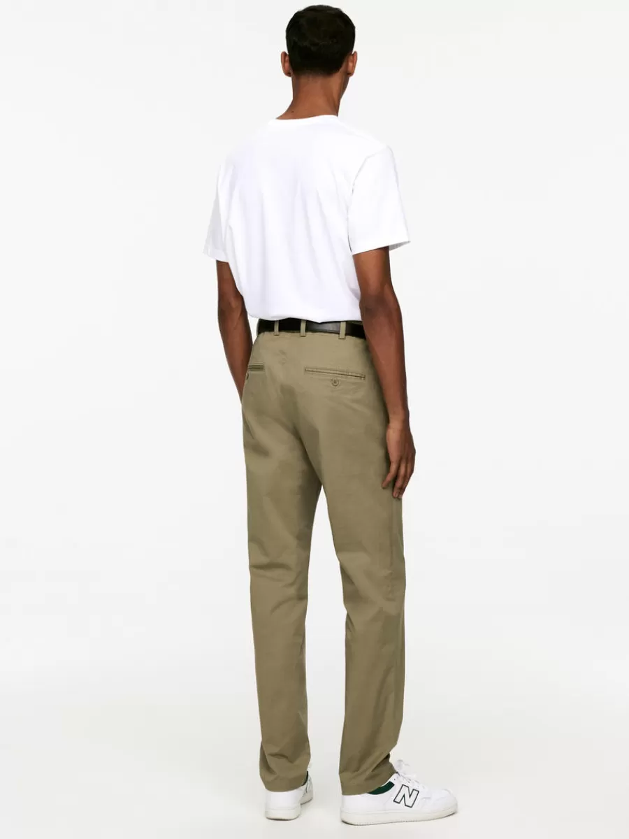 Pantalons-ARKET Pantalon chino slim en stretch Vert kaki