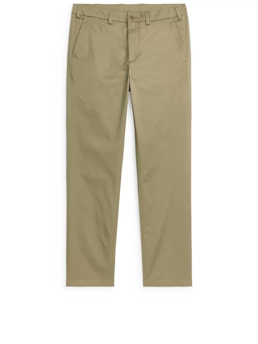 Pantalons-ARKET Pantalon chino slim en stretch Vert kaki