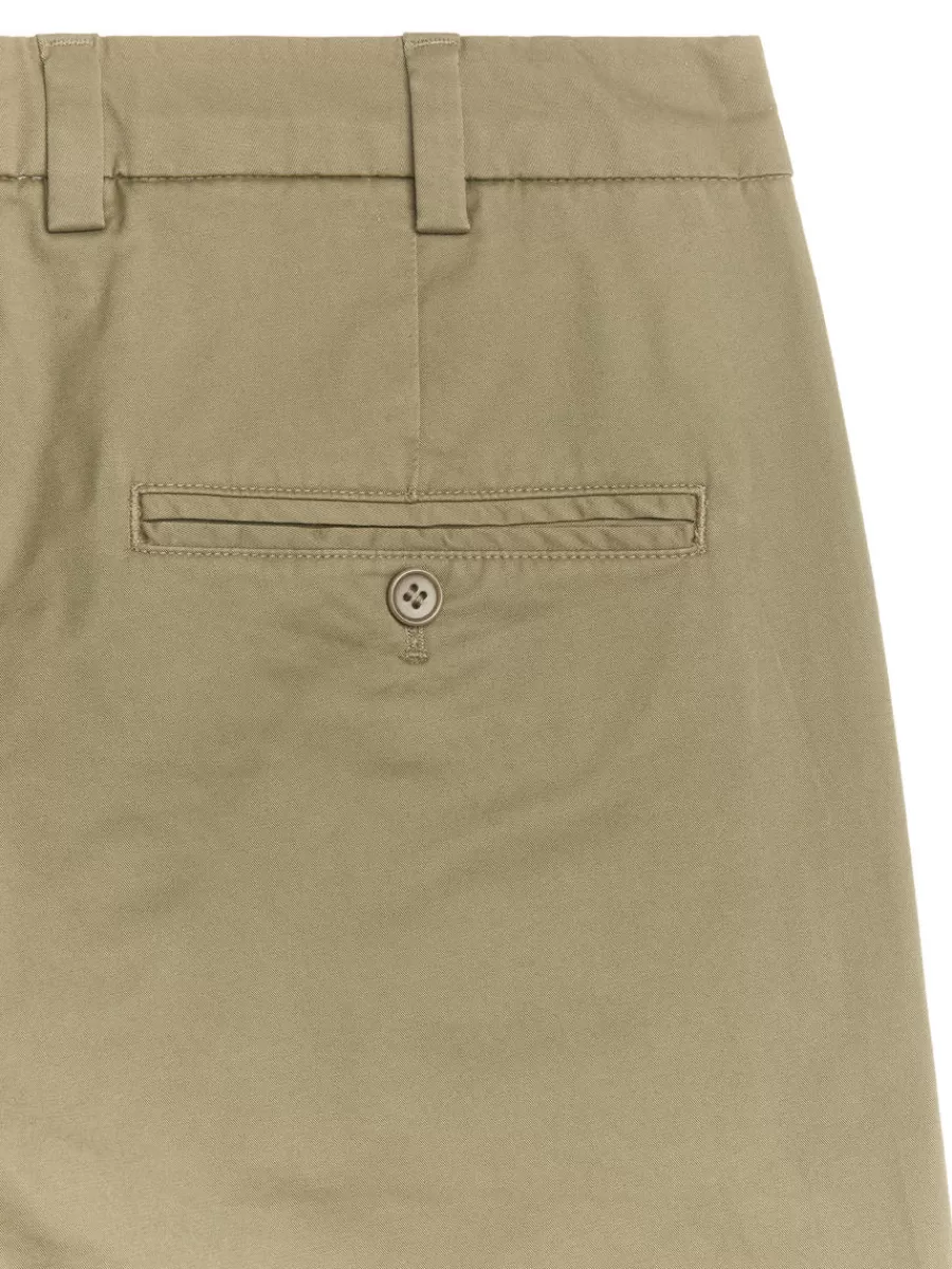 Pantalons-ARKET Pantalon chino slim en stretch Vert kaki