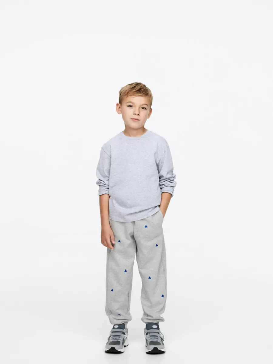 Pantalons | Pantalons-ARKET Pantalon de survêtement brodé Gris chiné