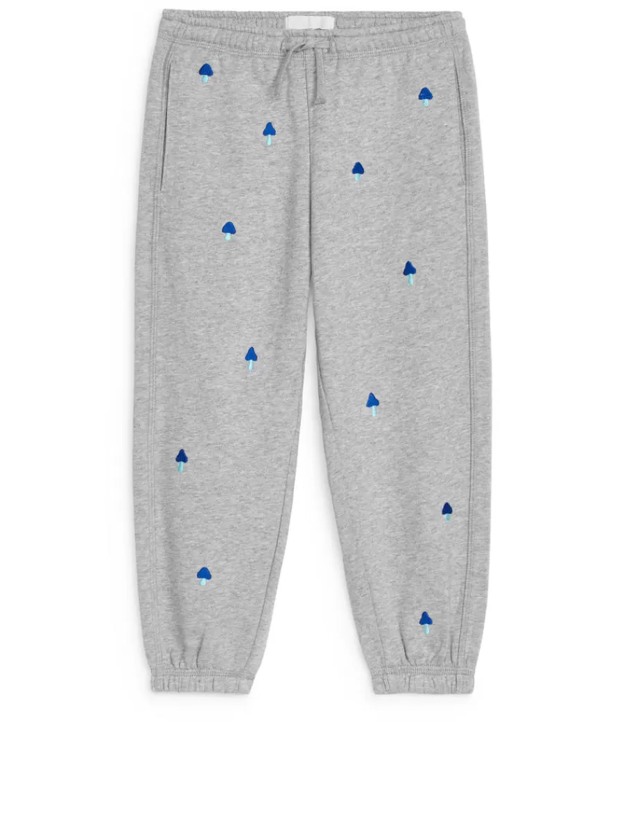 Pantalons | Pantalons-ARKET Pantalon de survêtement brodé Gris chiné