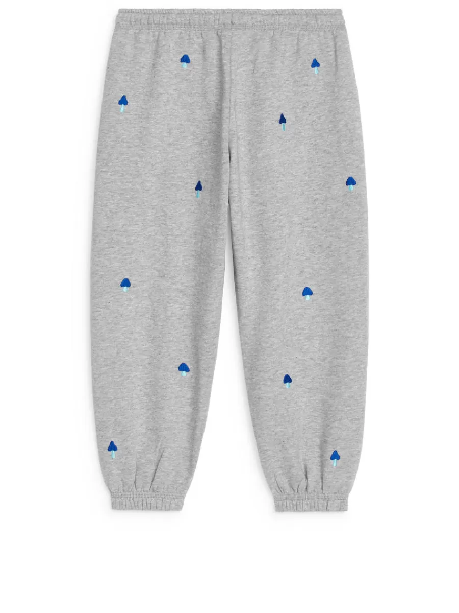 Pantalons | Pantalons-ARKET Pantalon de survêtement brodé Gris chiné