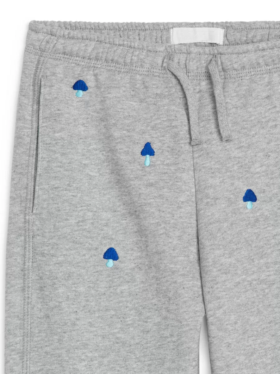Pantalons | Pantalons-ARKET Pantalon de survêtement brodé Gris chiné
