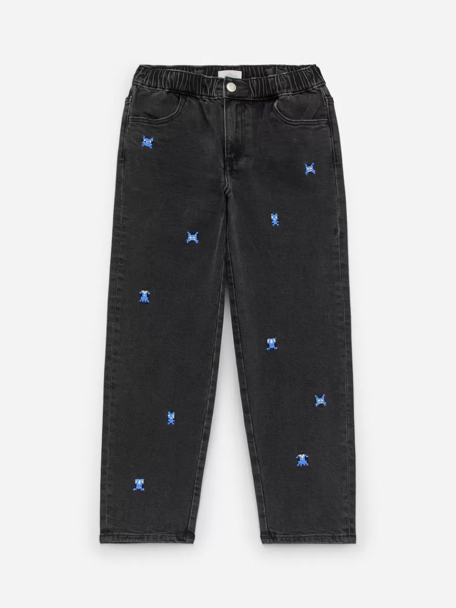 Pantalons | Pantalons-ARKET Pantalon en jean brodé Noir délavé