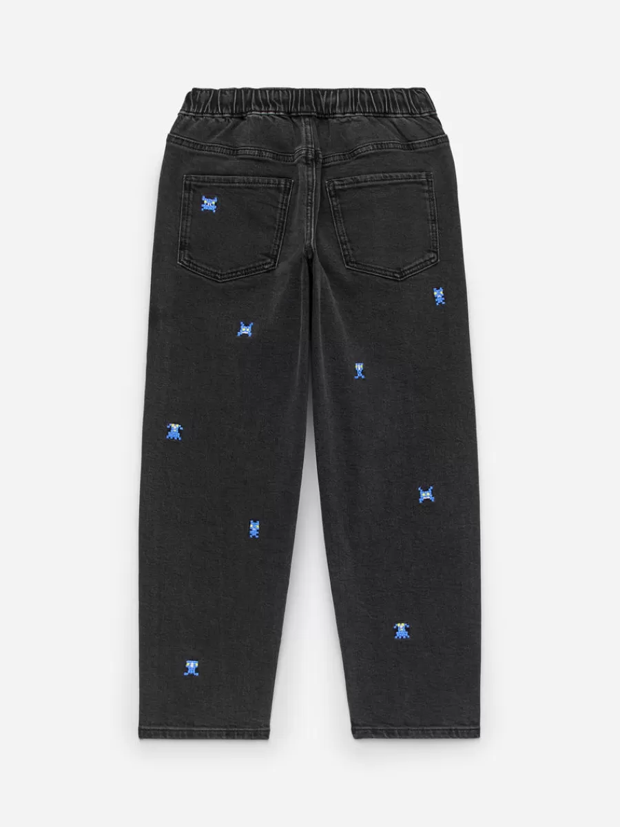 Pantalons | Pantalons-ARKET Pantalon en jean brodé Noir délavé