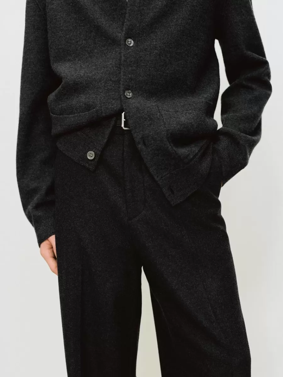 Costumes | Pantalons-ARKET Pantalon en laine et coton Noir