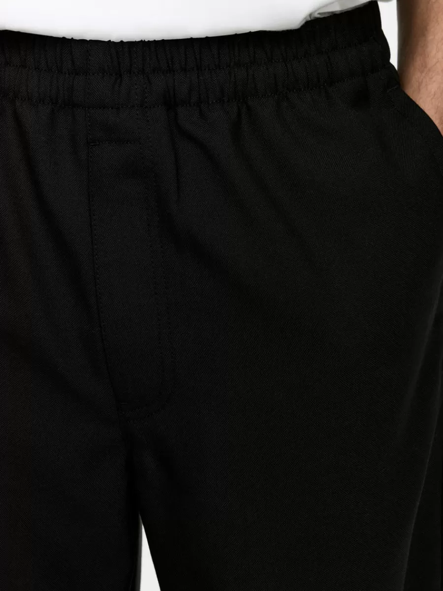 Costumes | Pantalons-ARKET Pantalon en laine nattée avec cordon de serrage Noir
