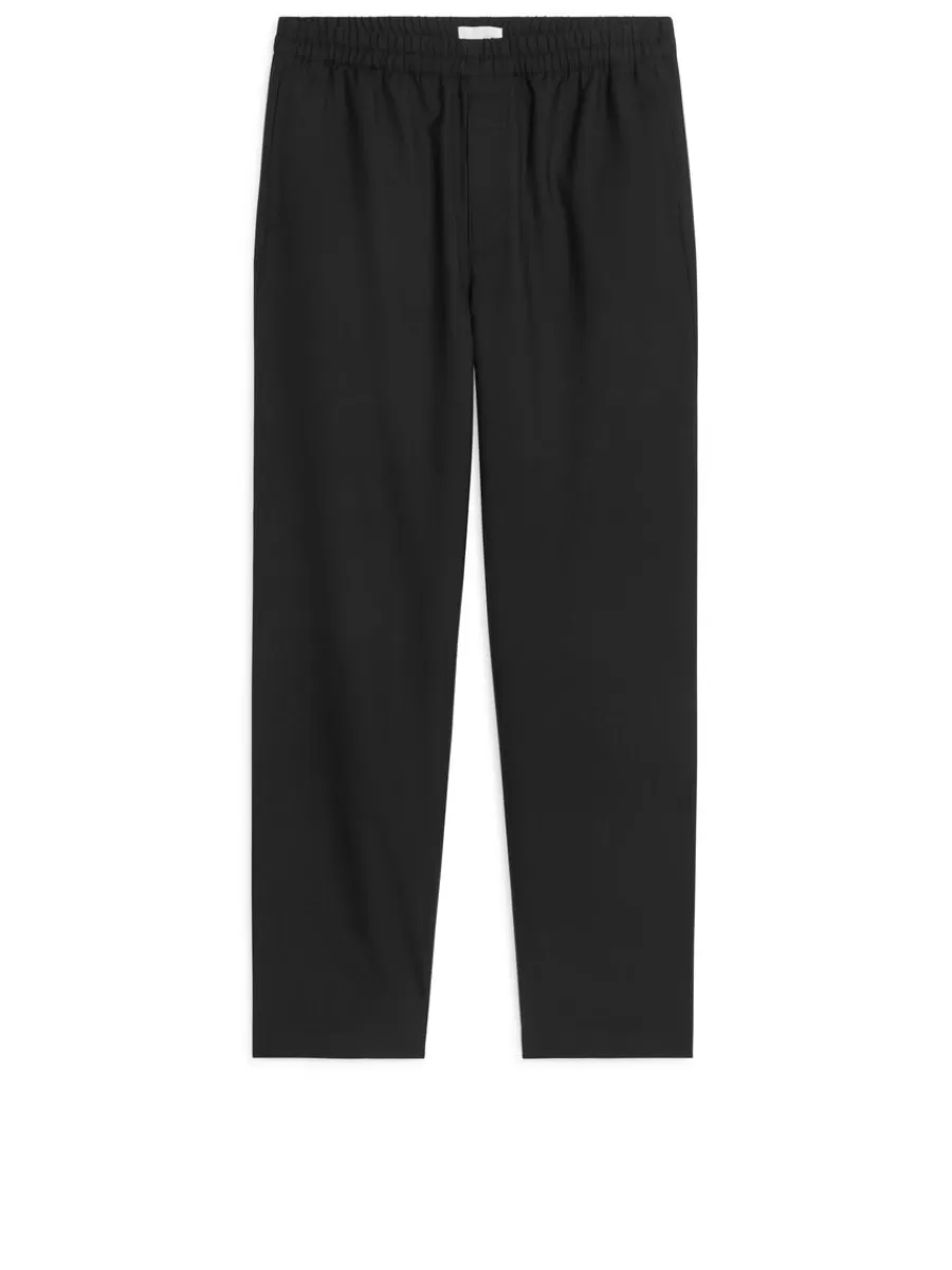 Costumes | Pantalons-ARKET Pantalon en laine nattée avec cordon de serrage Noir