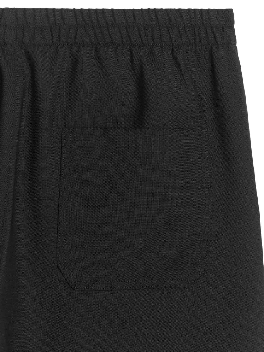 Costumes | Pantalons-ARKET Pantalon en laine nattée avec cordon de serrage Noir