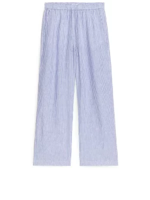 Maillots De Bain | Tenues Décontractées-ARKET Pantalon en lin avec cordon de serrage Bleu/Blanc