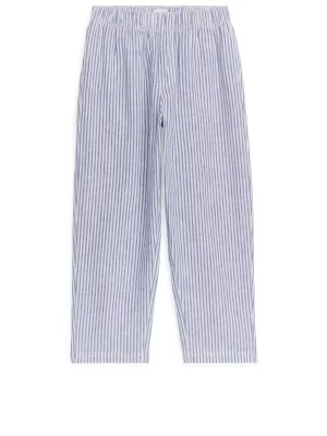 Pantalons | Pantalons-ARKET Pantalon en lin décontracté Bleu/Rayures