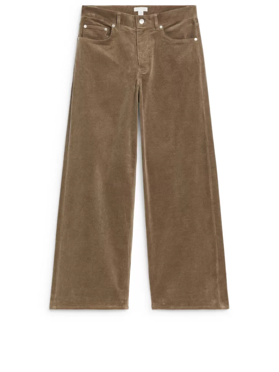 Pantalons-ARKET Pantalon large en velours côtelé Taupe
