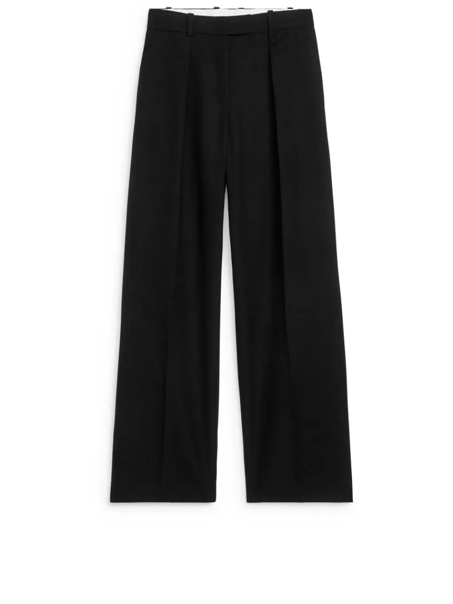 Pantalons-ARKET Pantalon plissé taille haute Noir