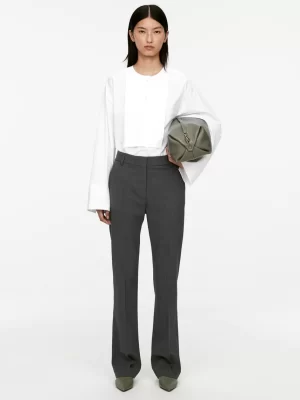 Pantalons-ARKET Pantalon tailleur en mélange de laine Gris foncé chiné
