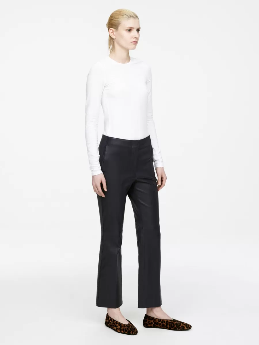 Pantalons-ARKET Pantalon évasé raccourci en cuir Bleu foncé
