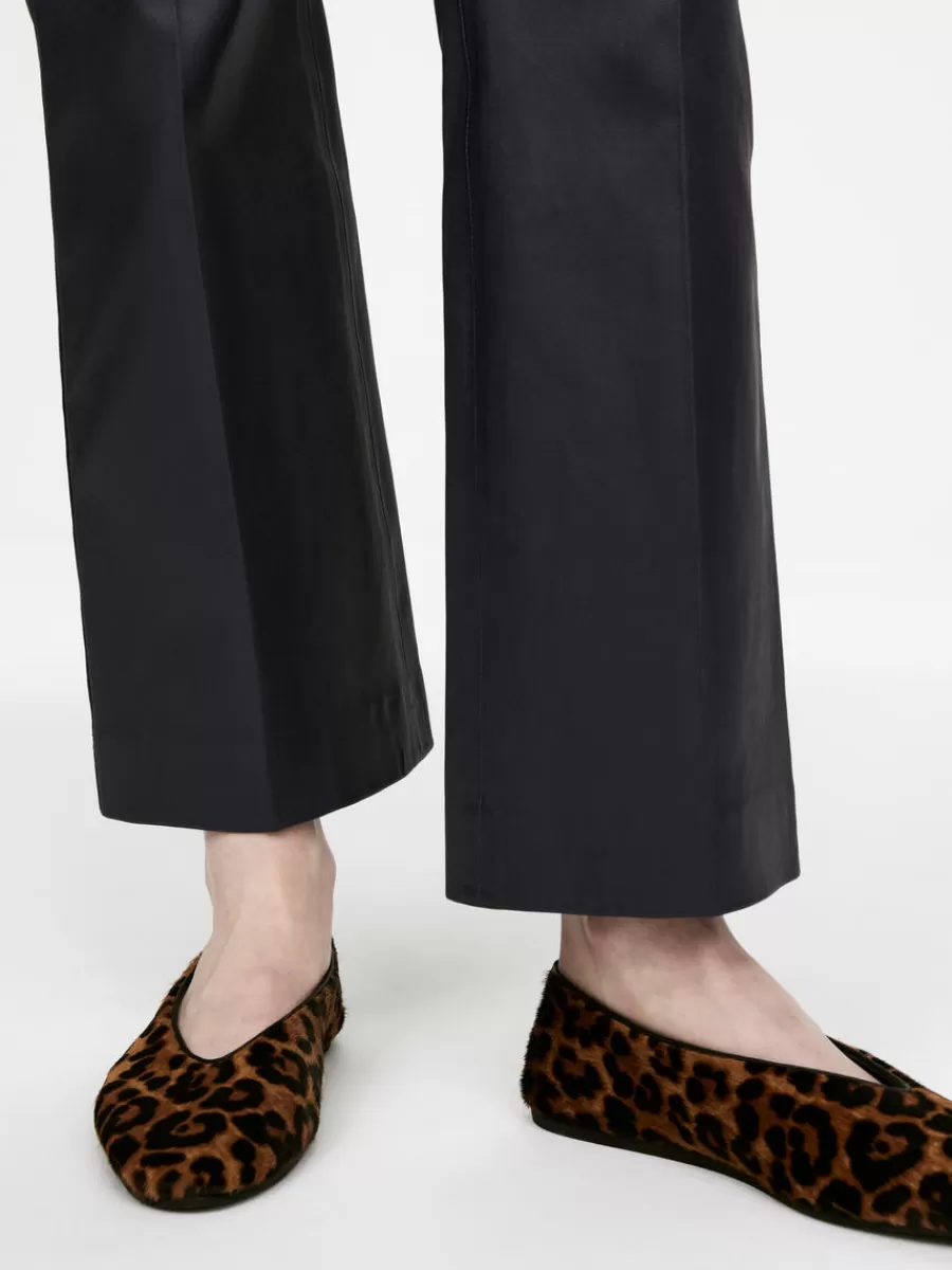 Pantalons-ARKET Pantalon évasé raccourci en cuir Bleu foncé