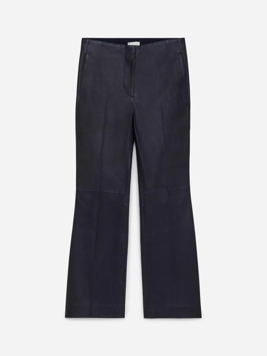 Pantalons-ARKET Pantalon évasé raccourci en cuir Bleu foncé