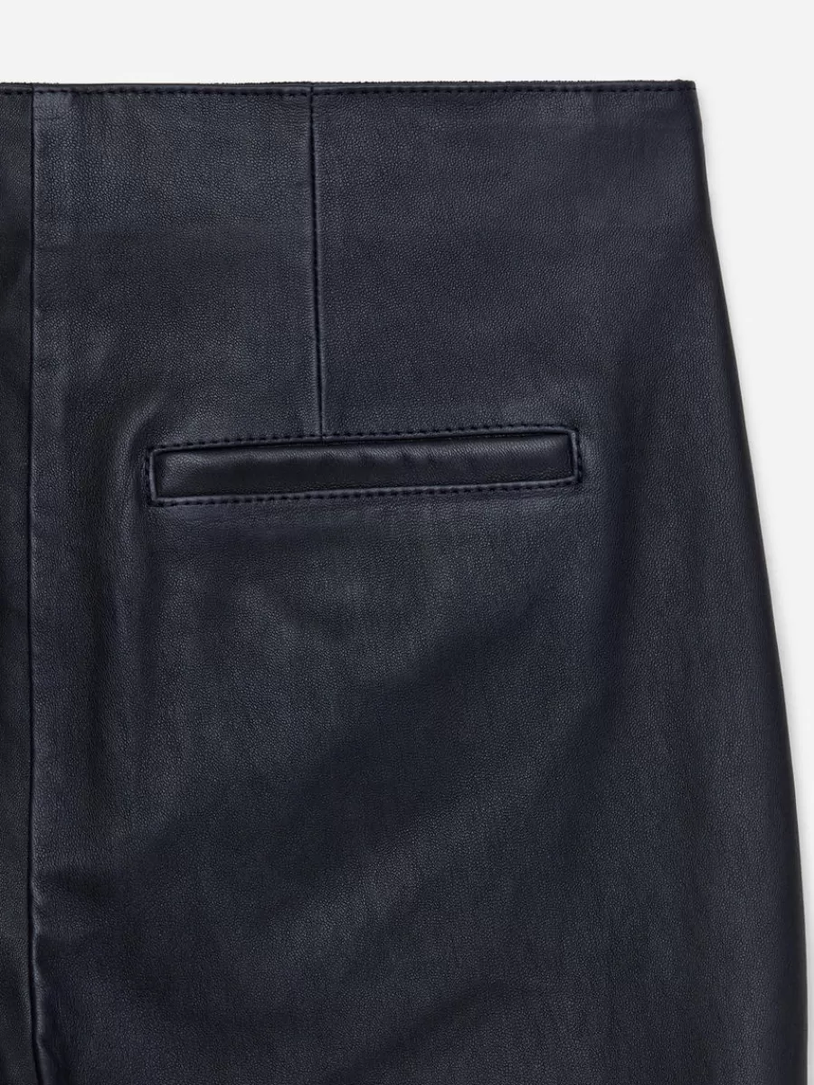 Pantalons-ARKET Pantalon évasé raccourci en cuir Bleu foncé