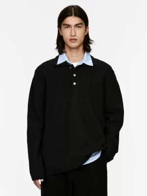 Polos | Maille-ARKET Polo en laine bouillie Noir