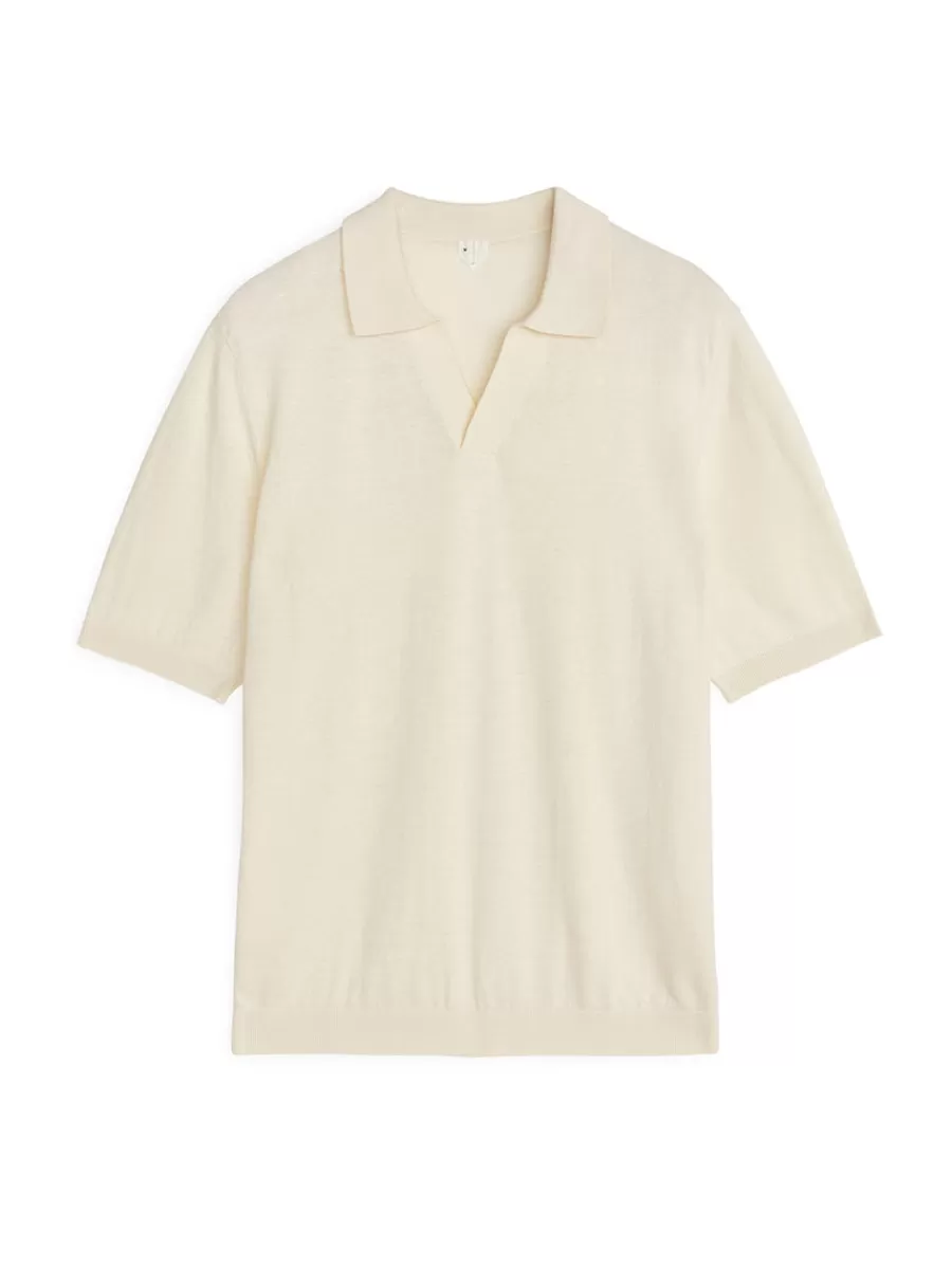 Polos | T-Shirts-ARKET Polo en lin et coton Blanc cassé