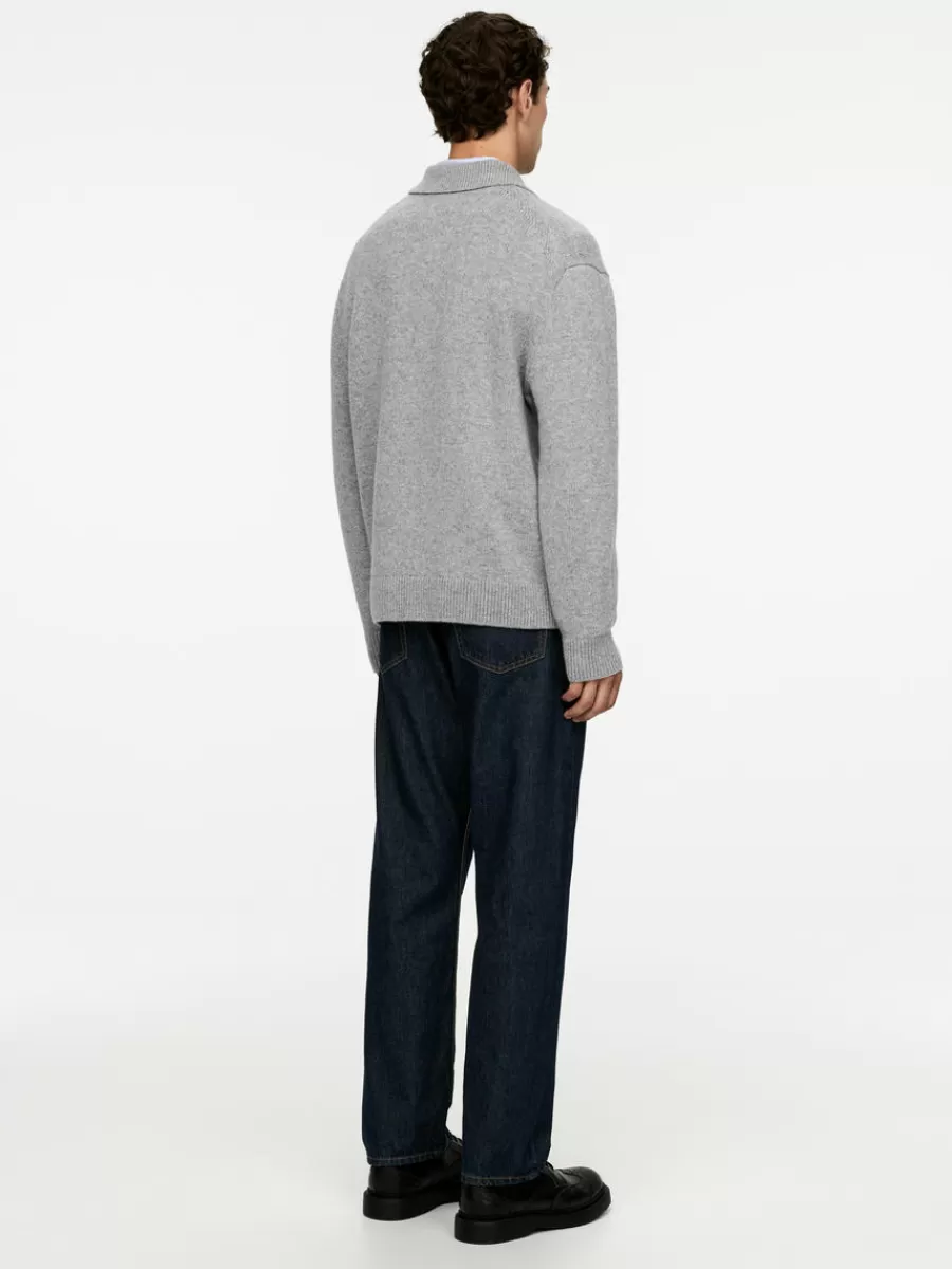 Polos | Maille-ARKET Polo en maille de laine avec fermeture éclair Grey
