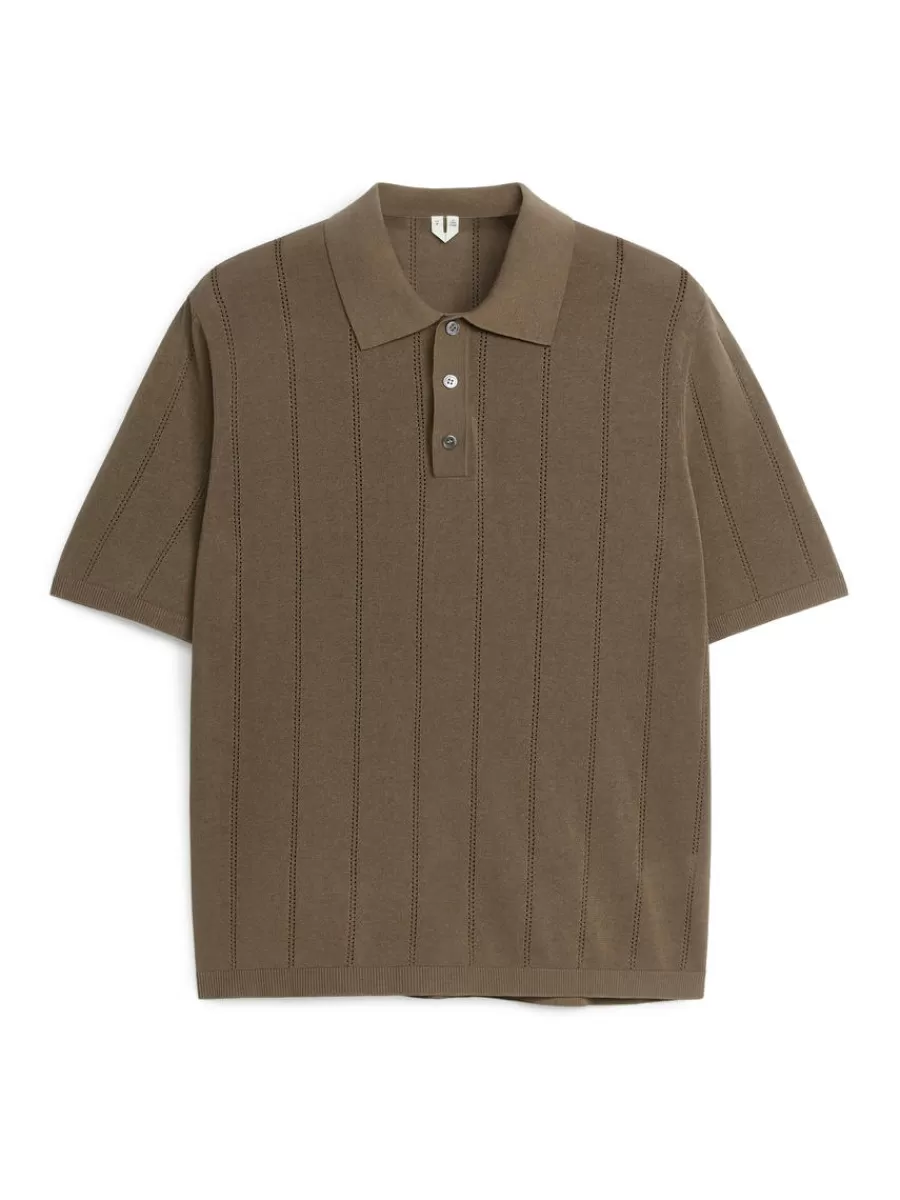 Polos | Maille-ARKET Polo en maille pointelle Taupe