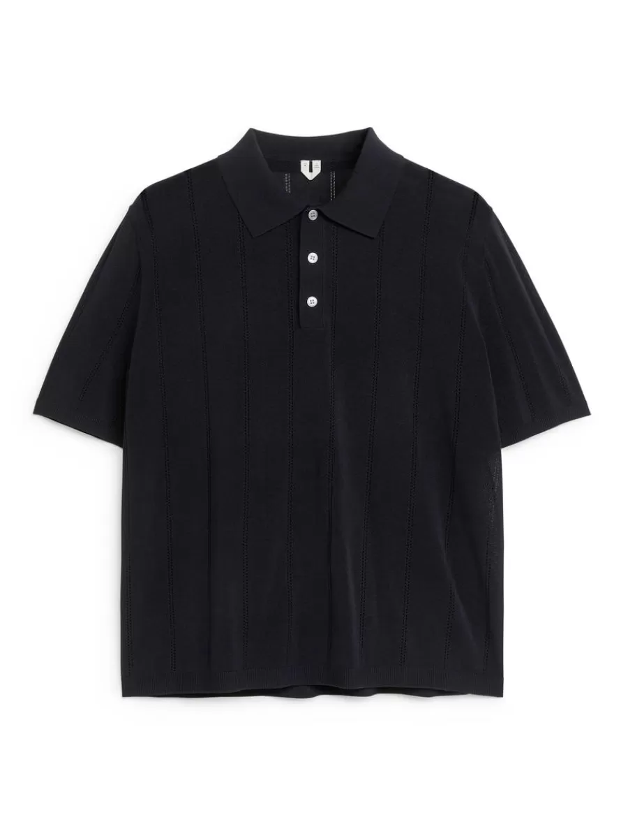 Polos | Maille-ARKET Polo en maille pointelle Bleu foncé
