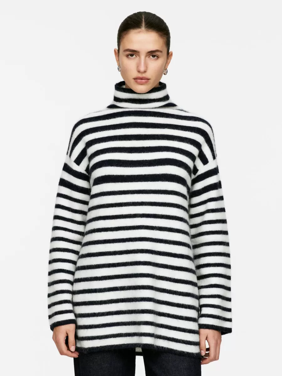 Mailles Et Cardigans-ARKET Pull col cheminée en mélange de laine et d'alpaga Bleu/Écru