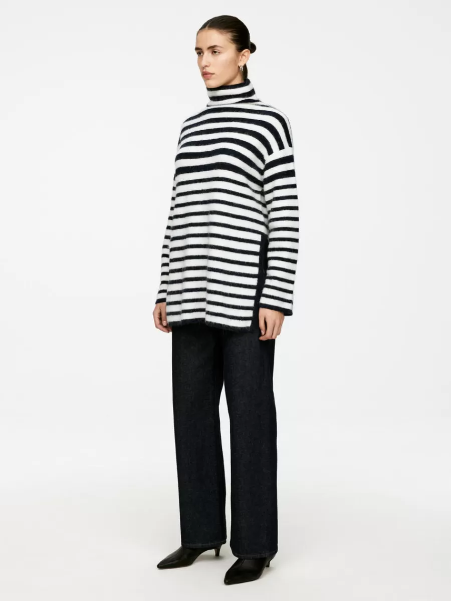 Mailles Et Cardigans-ARKET Pull col cheminée en mélange de laine et d'alpaga Bleu/Écru