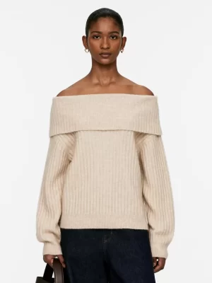 Mailles Et Cardigans-ARKET Pull côtelé aux épaules dénudées Beige