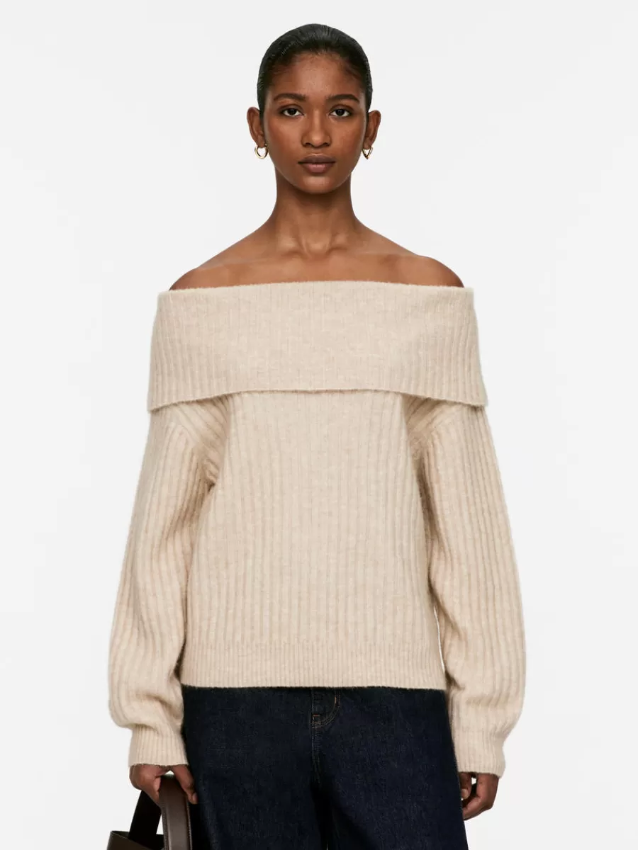 Mailles Et Cardigans-ARKET Pull côtelé aux épaules dénudées Beige