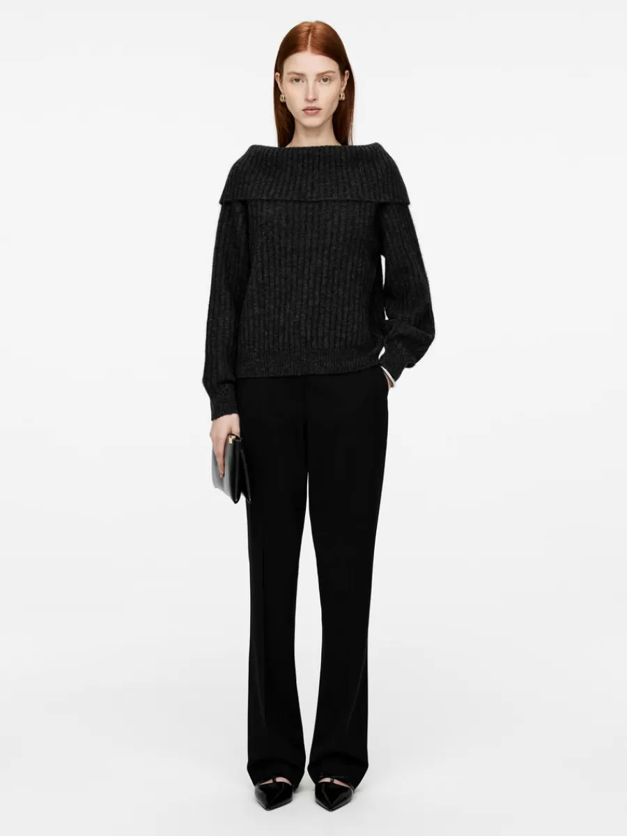 Mailles Et Cardigans-ARKET Pull côtelé aux épaules dénudées Gris foncé