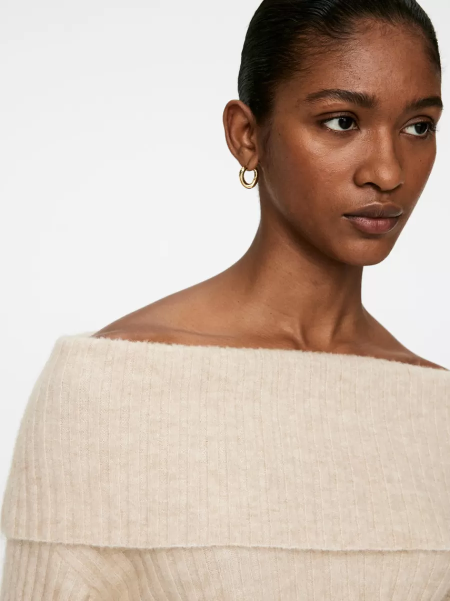 Mailles Et Cardigans-ARKET Pull côtelé aux épaules dénudées Beige