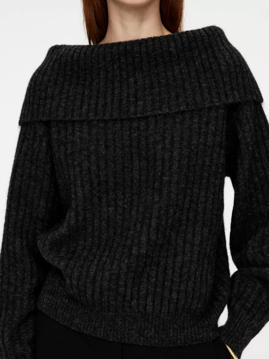 Mailles Et Cardigans-ARKET Pull côtelé aux épaules dénudées Gris foncé