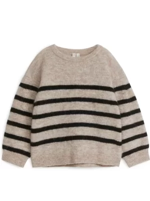 Maille-ARKET Pull décontracté en mélange de laine et d'alpaga Beige/Noir