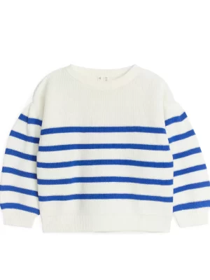 Maille | Maille-ARKET Pull en coton en maille côtelée Bleu vif/Écru