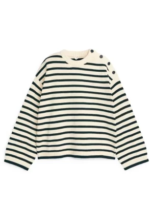 Mailles Et Cardigans-ARKET Pull en coton oversize Blanc cassé/Noir
