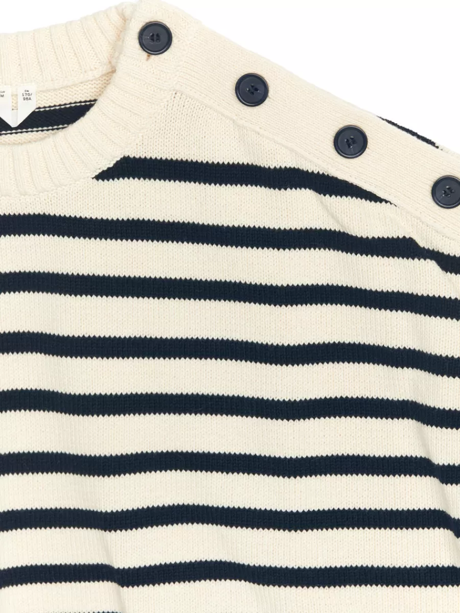 Mailles Et Cardigans-ARKET Pull en coton oversize Blanc cassé/Noir