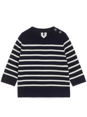 Maille-ARKET Pull en laine Bleu foncé/Blanc cassé