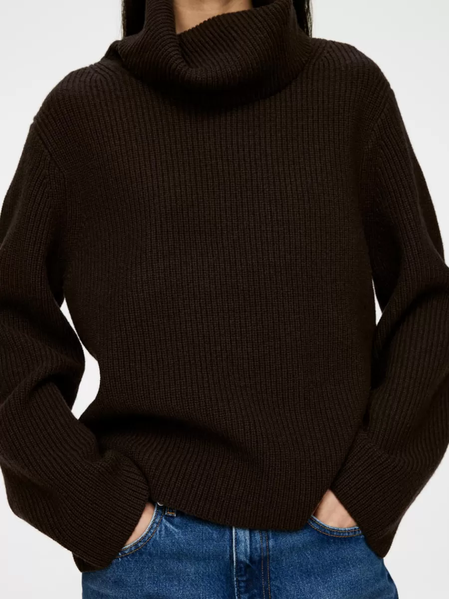 Mailles Et Cardigans-ARKET Pull en laine à col roulé Marron foncé