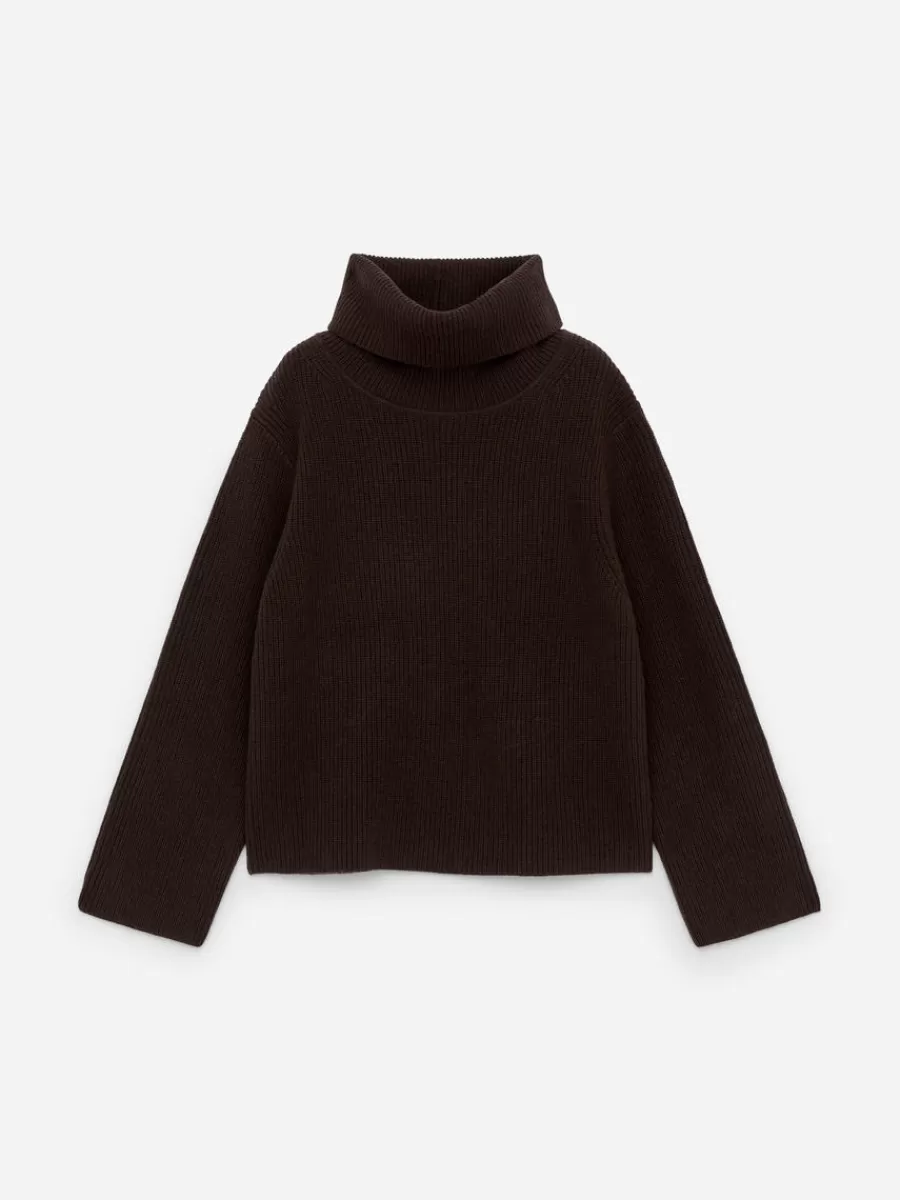 Mailles Et Cardigans-ARKET Pull en laine à col roulé Marron foncé