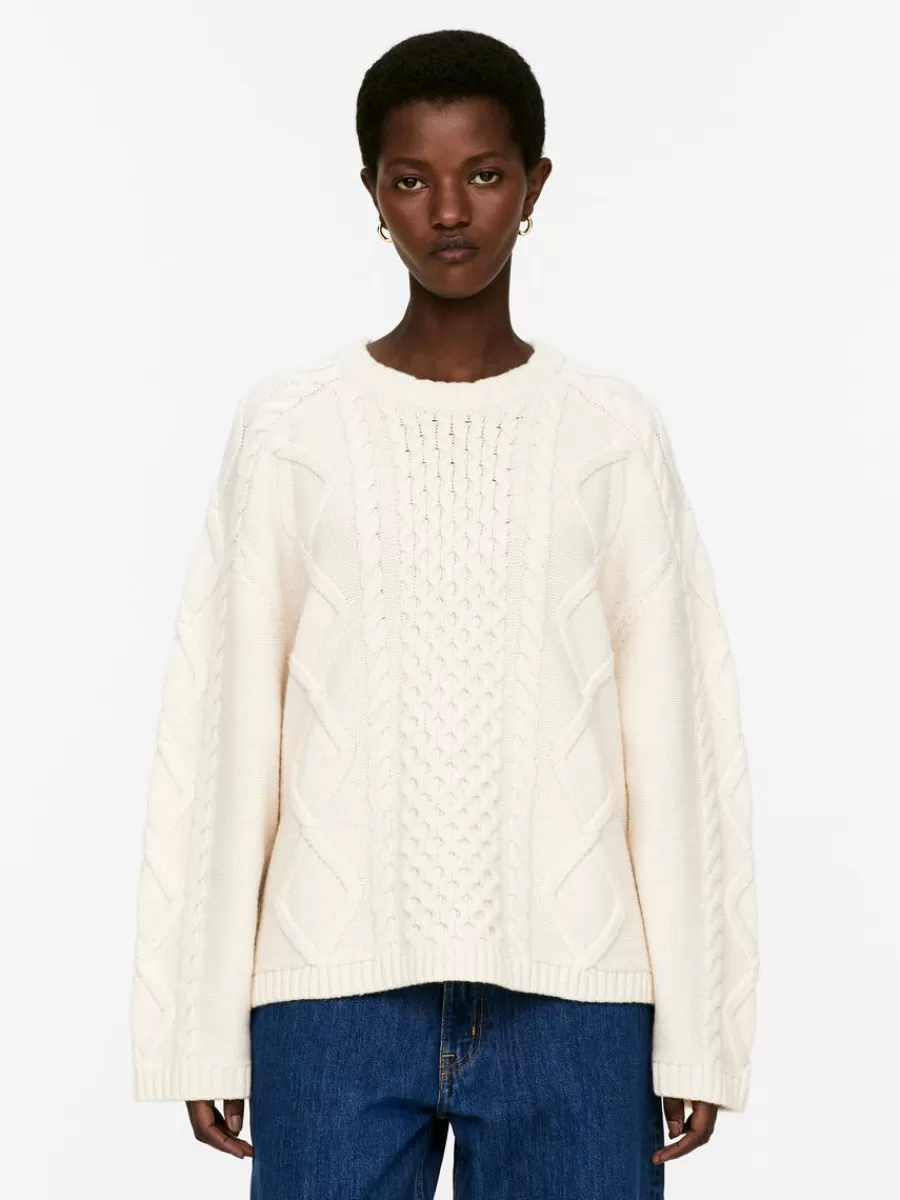 Mailles Et Cardigans-ARKET Pull en laine à mailles torsadées Blanc cassé