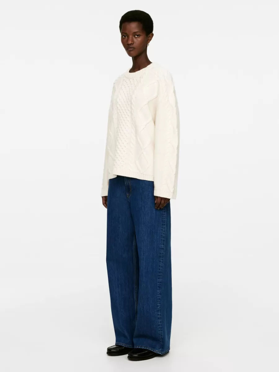 Mailles Et Cardigans-ARKET Pull en laine à mailles torsadées Blanc cassé