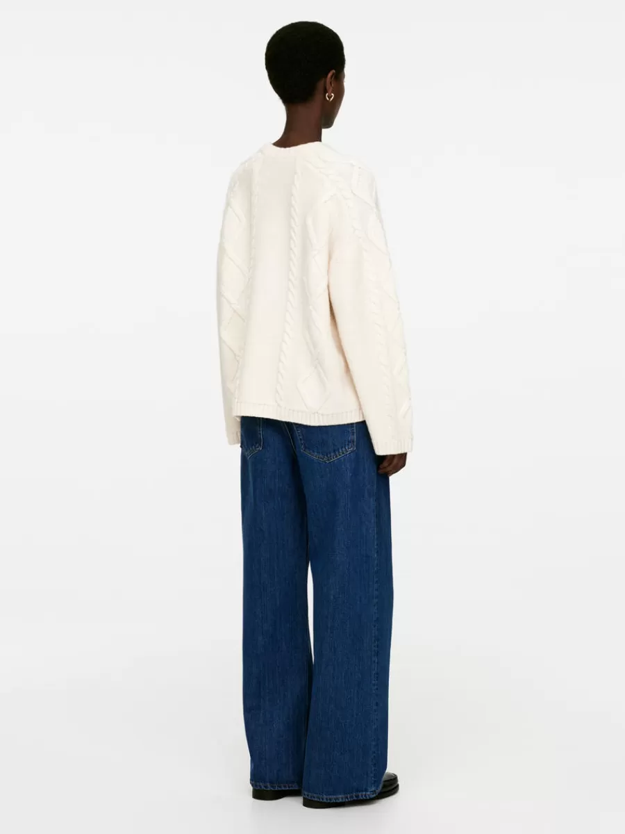 Mailles Et Cardigans-ARKET Pull en laine à mailles torsadées Blanc cassé