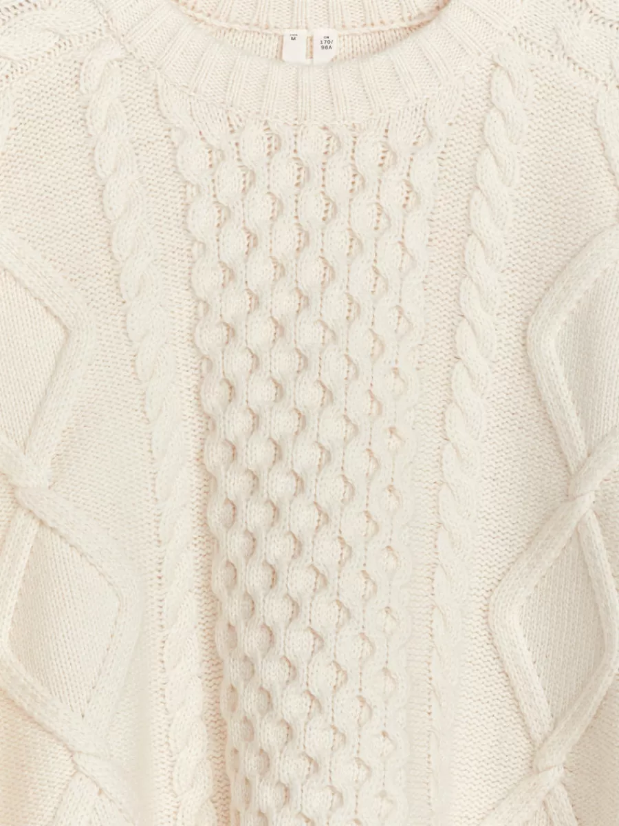 Mailles Et Cardigans-ARKET Pull en laine à mailles torsadées Blanc cassé